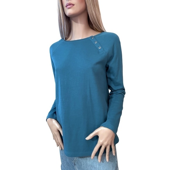 J. Jill Pullover Top Sweater Shirt Tank Cotton Cadet Blue Boat Neck XS-S - Picture 2 of 13